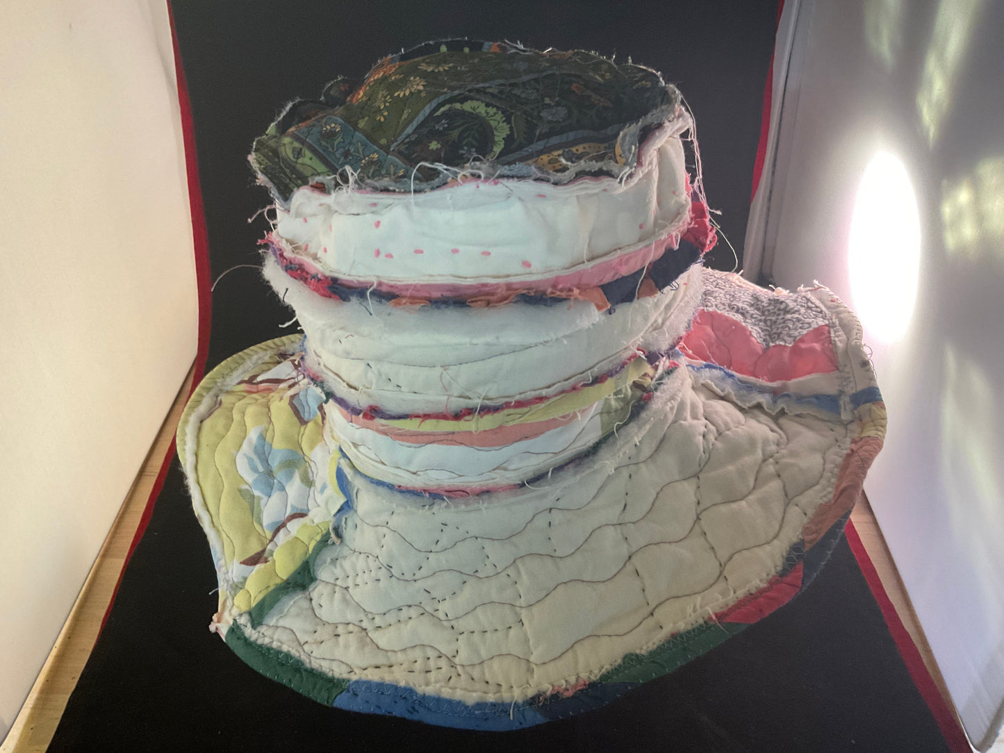 Dorothy Jean Reversible Patchwork Boho Hat – Moldable Wire Brim, Size Small (20” Head)