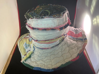 Dorothy Jean Reversible Patchwork Boho Hat – Moldable Wire Brim, Size Small (20” Head)