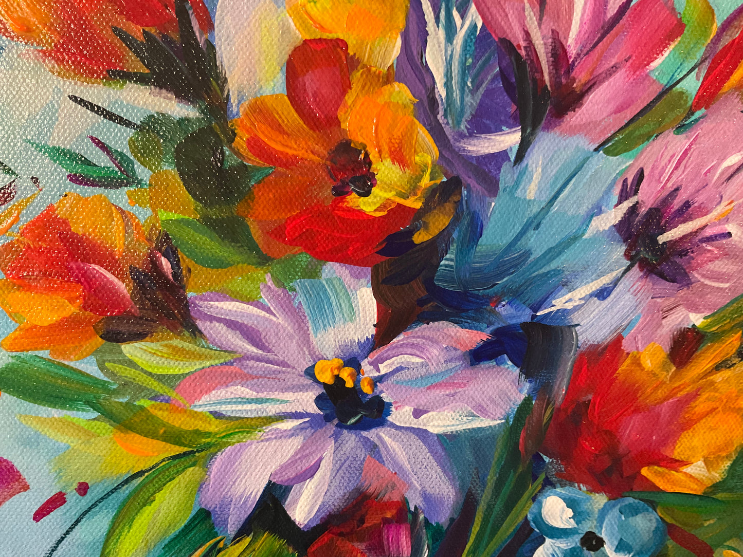 Too Wild for the Vase – Vibrant Floral Still Life Acrylic Painting- Local Pickup Only within 50 miles of Janesville MN
