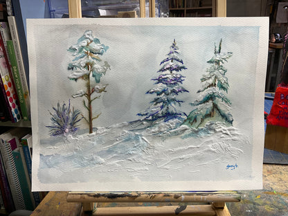Winter Standing Still – Original Snow Landscape Watercolor
