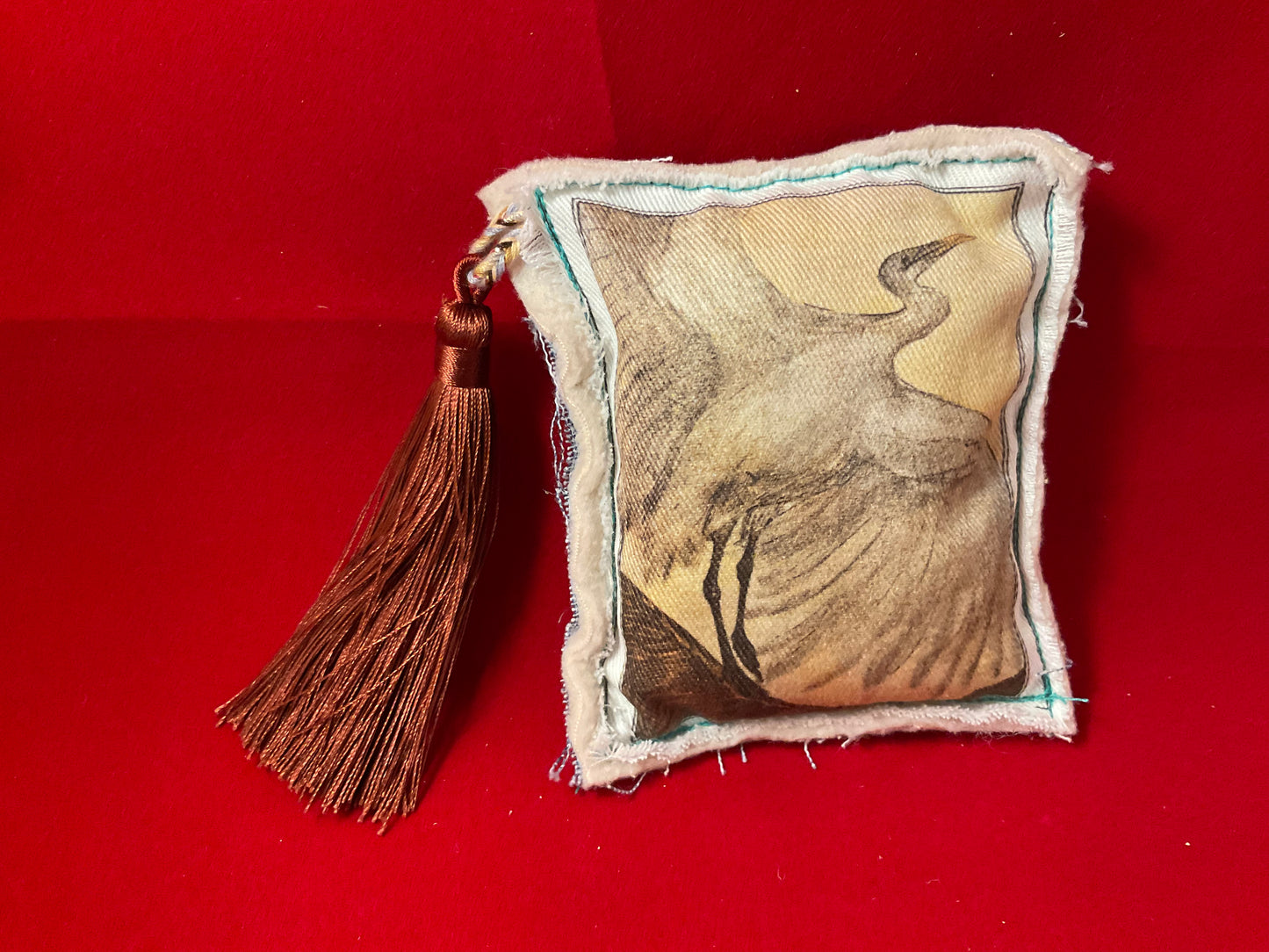 Whispered Canvas Scented Sachets with Tassels – Vintage Art-Inspired Fabric Pouches