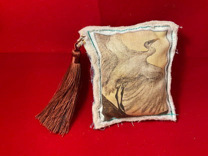 Whispered Canvas Scented Sachets with Tassels – Vintage Art-Inspired Fabric Pouches