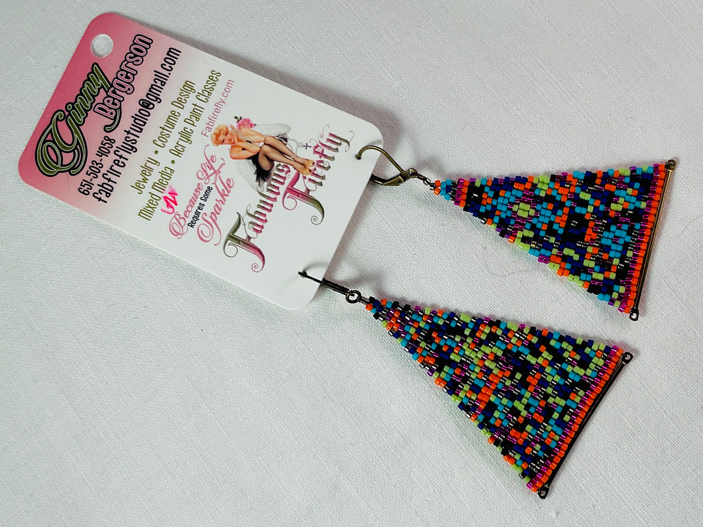 Boho Mosaic Triangle Peyote Earrings