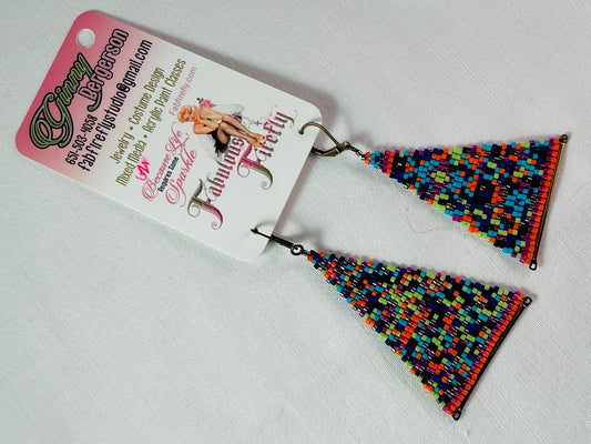 Boho Mosaic Triangle Peyote Earrings