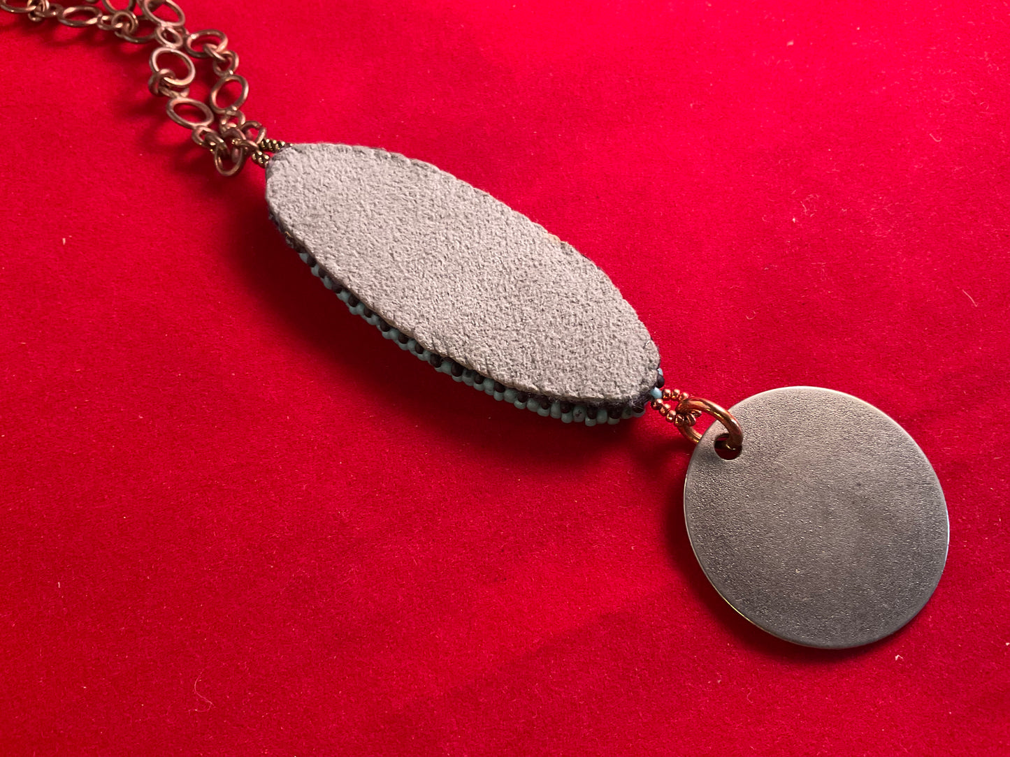 Bewitching Beauty Witch & Cat Pendant Necklace – Hand Beaded Cabochon on Antique Copper Chain (22”)