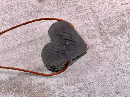 Raku Heart Pendant Necklace on Adjustable Leather – Artisan Maku Ceramic Statement (Up to 30”)