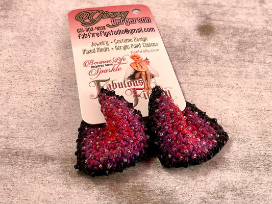 Midnight Raspberry Sparkle Crochet Earring Jaclets