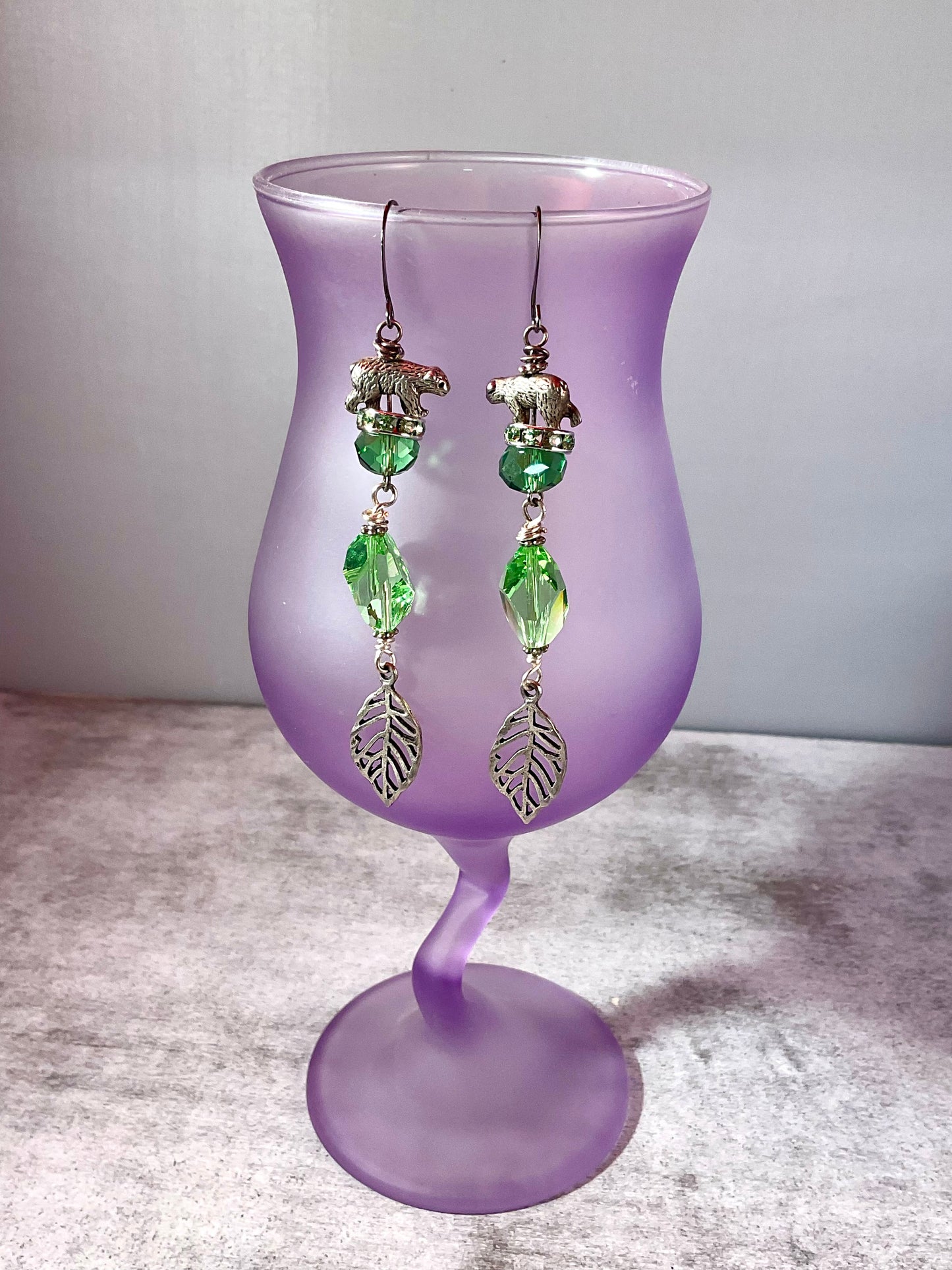 Silver Bear Crystal Cascade Earrings