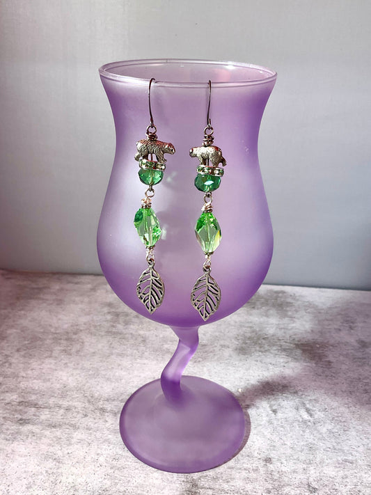 Silver Bear Crystal Cascade Earrings