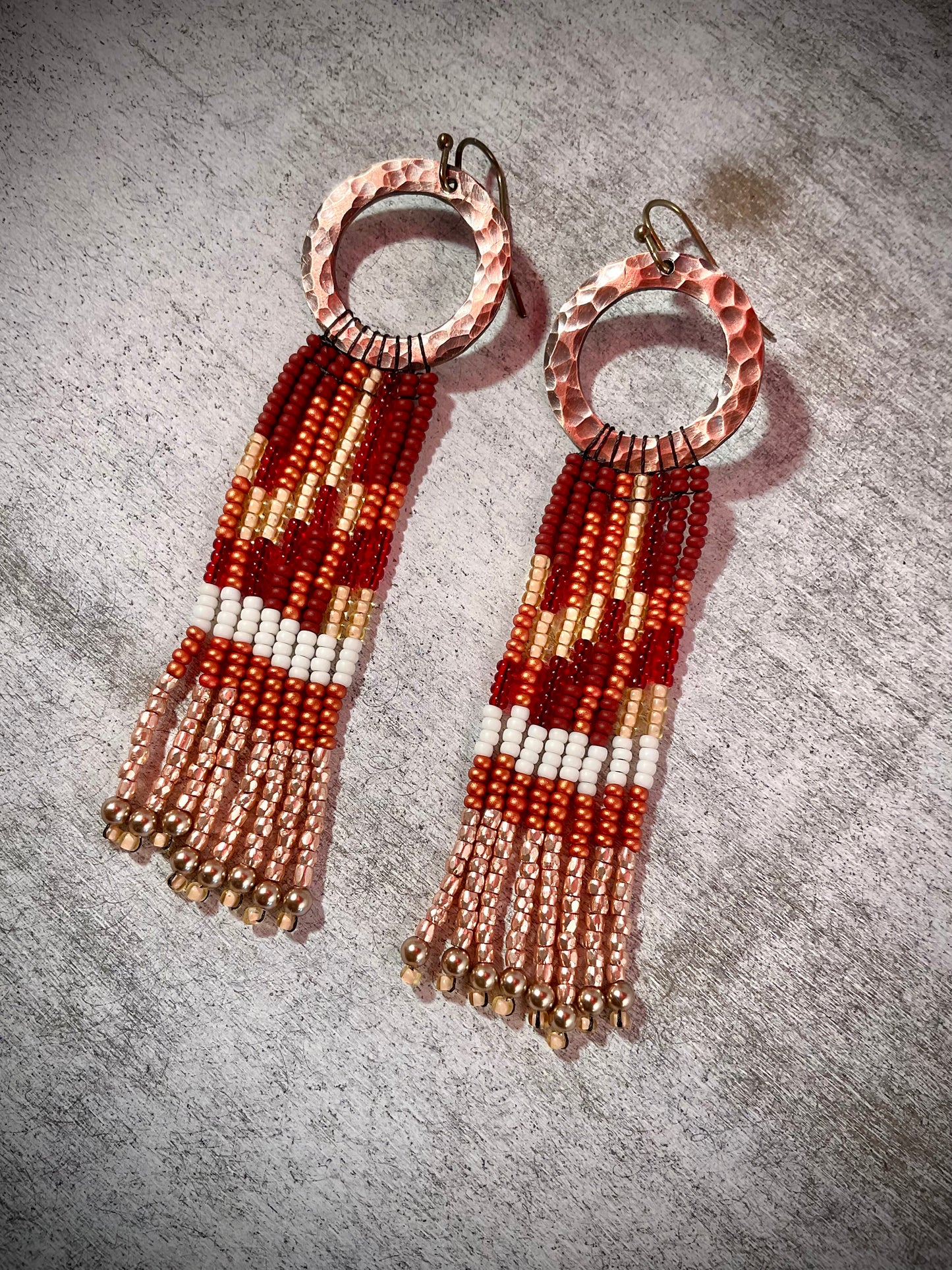 Copper Sunset Fringe Statement Earrings