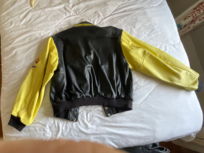 Easyriders Leather Jacket – Black & Yellow Vintage Motorcycle Style (Route 66 Lining)