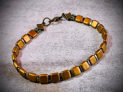 Golden Grid Tila Bracelet