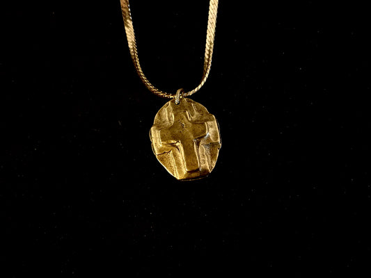 Golden Faith Medallion Necklace – Cross Pendant on 22” Herringbone Chain