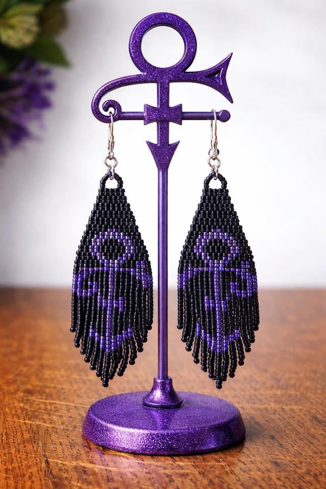 Purple Rain Fringe Earrings | Black & Purple Beaded Statement Earrings