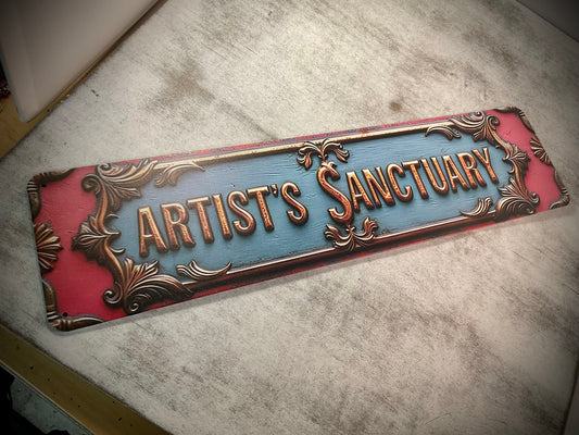 Artist’s Sanctuary Vintage Metal Sign – Creative Studio Wall Decor