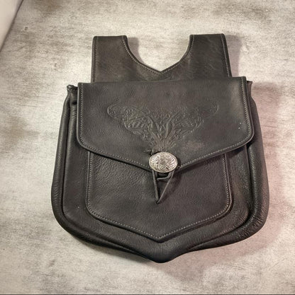 Vintage Leather Belt Bag – Slide-On Waist Pouch with Dual Pockets