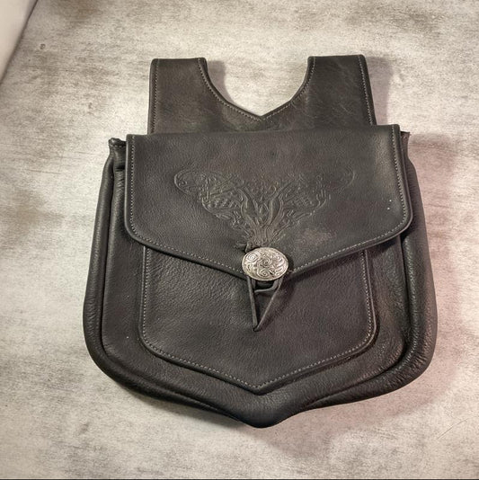 Vintage Leather Belt Bag – Slide-On Waist Pouch with Dual Pockets