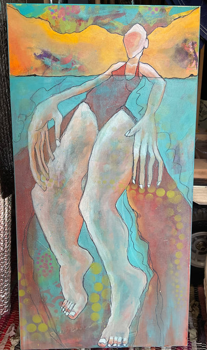 In the Shallow End I – Original Abstract Figurative Painting