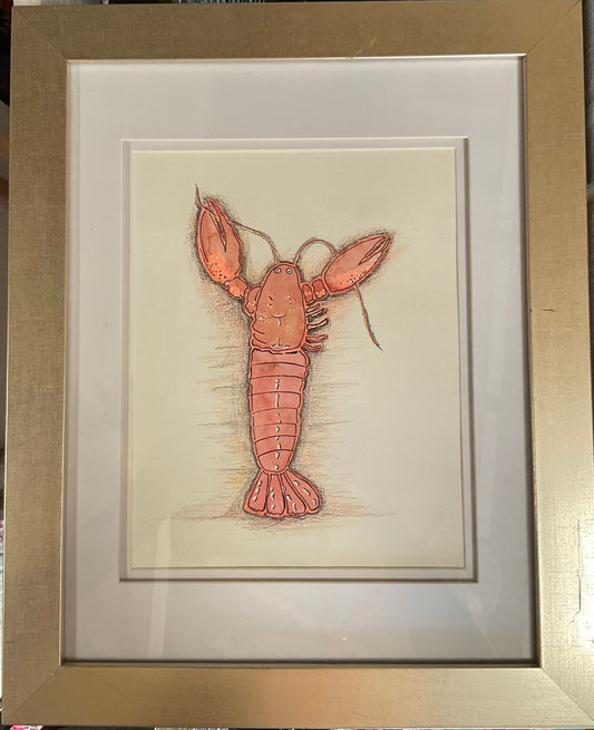 Caught Red Clawed – Acrylic Lobster Coastal Painting