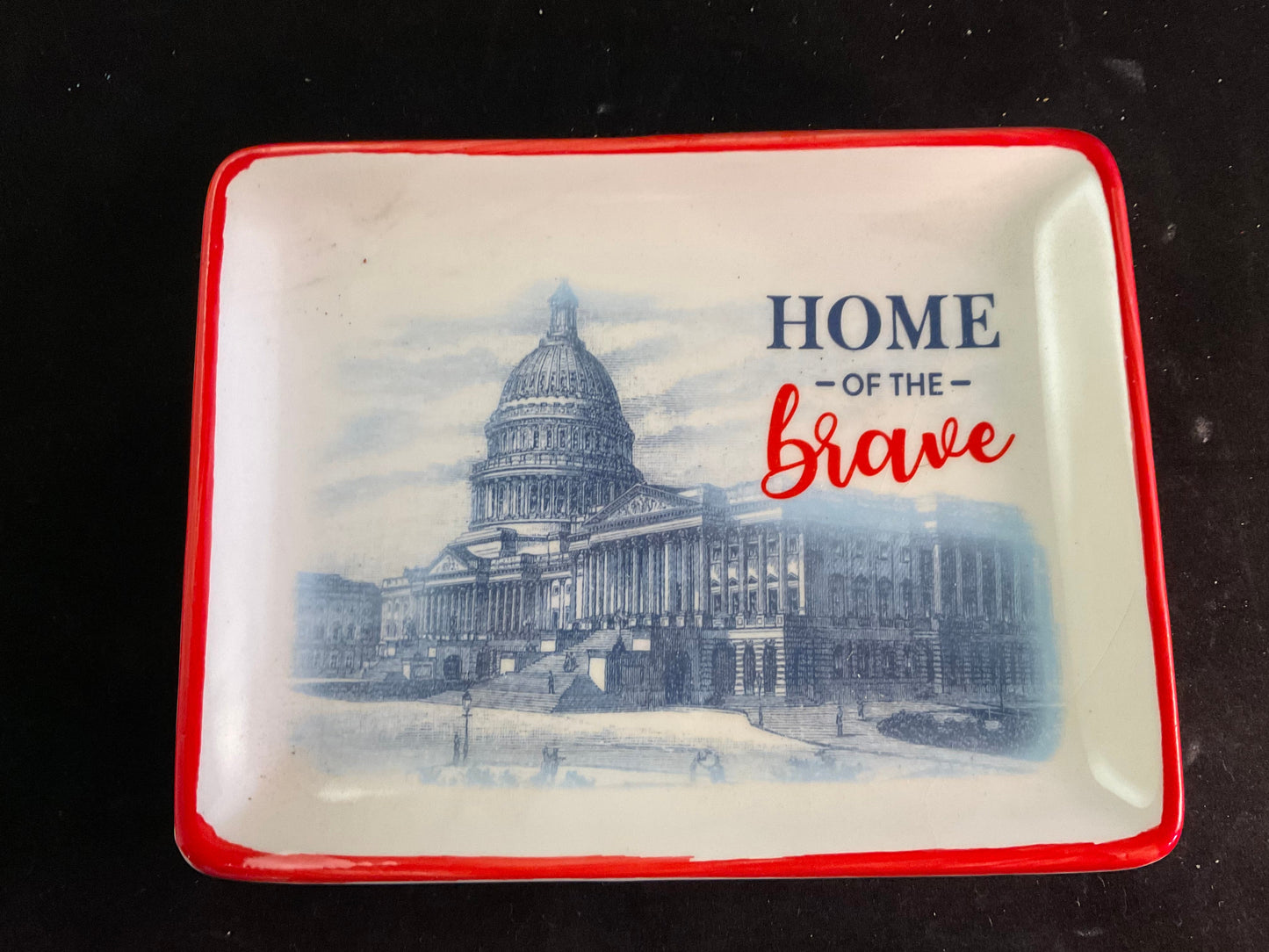 Patriotic Ceramic Trinket Dishes – Home of the Brave | God Bless America (5” x 6”)