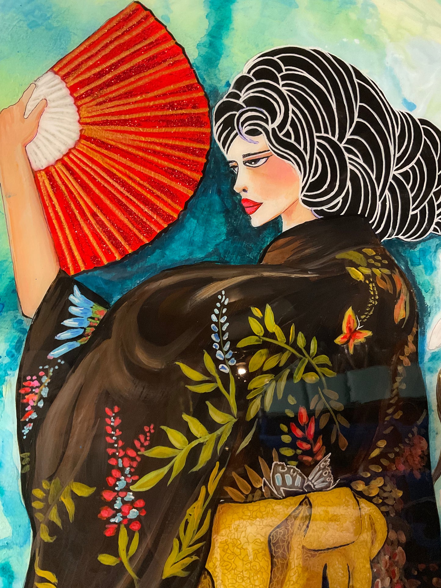 The Grace of Quiet Power – Acrylic Painting with Resin Finish on 24” Round Wood Panel