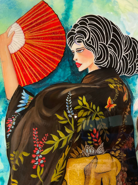 The Grace of Quiet Power – Acrylic Painting with Resin Finish on 24” Round Wood Panel