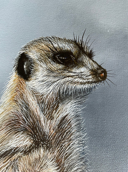 The Watcher – Acrylic Meerkat Painting on 16x20 Gallery Wrapped Canvas