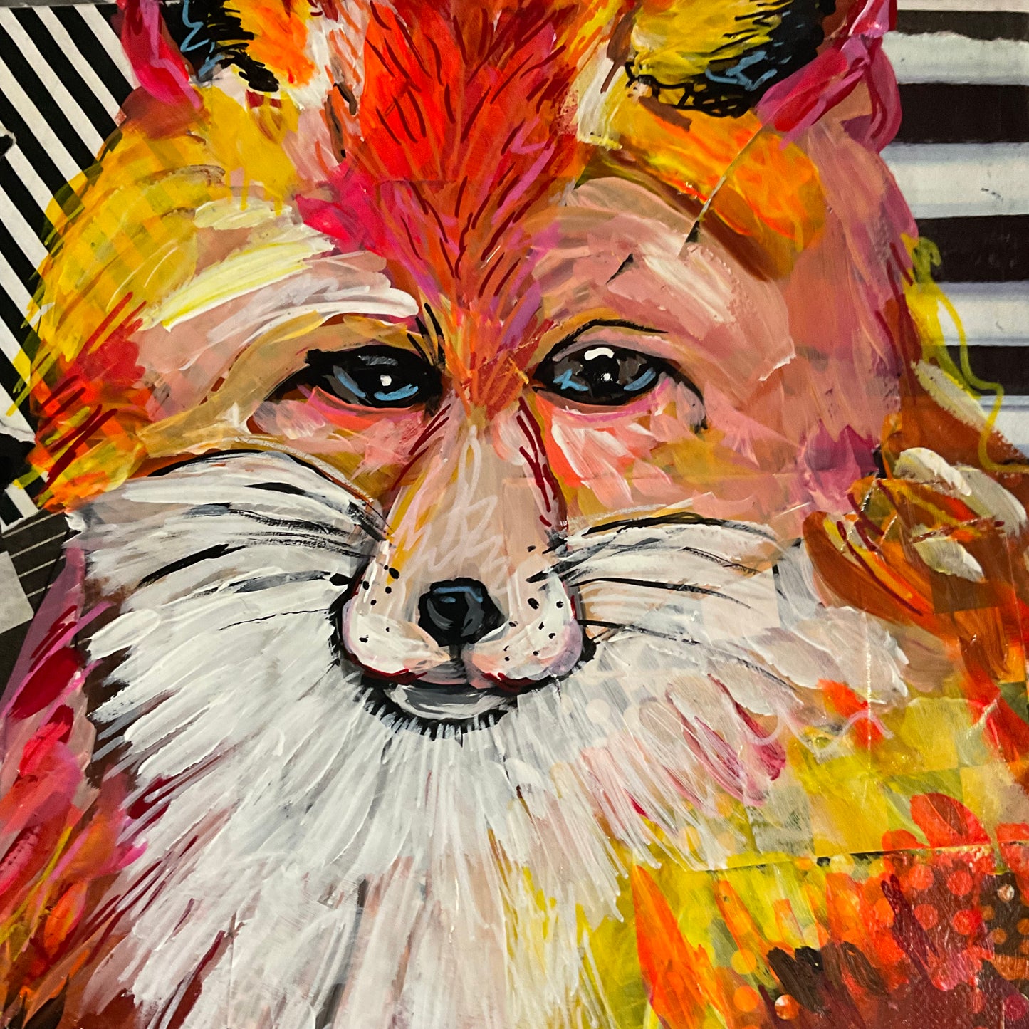 Fergus the Fox – Mixed Media Acrylic Painting | 12x16 Original Art