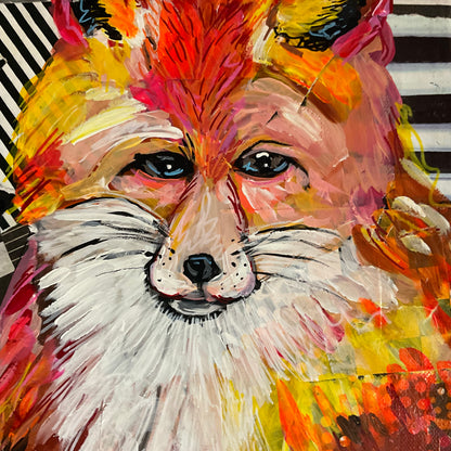 Fergus the Fox – Mixed Media Acrylic Painting | 12x16 Original Art
