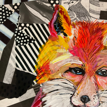 Fergus the Fox – Mixed Media Acrylic Painting | 12x16 Original Art