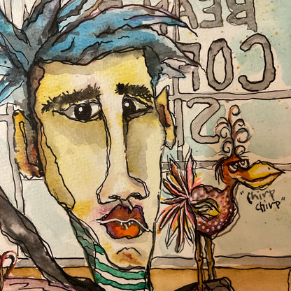 The Bean Box Café – Mixed Media Acrylic, Watercolor & Ink Painting