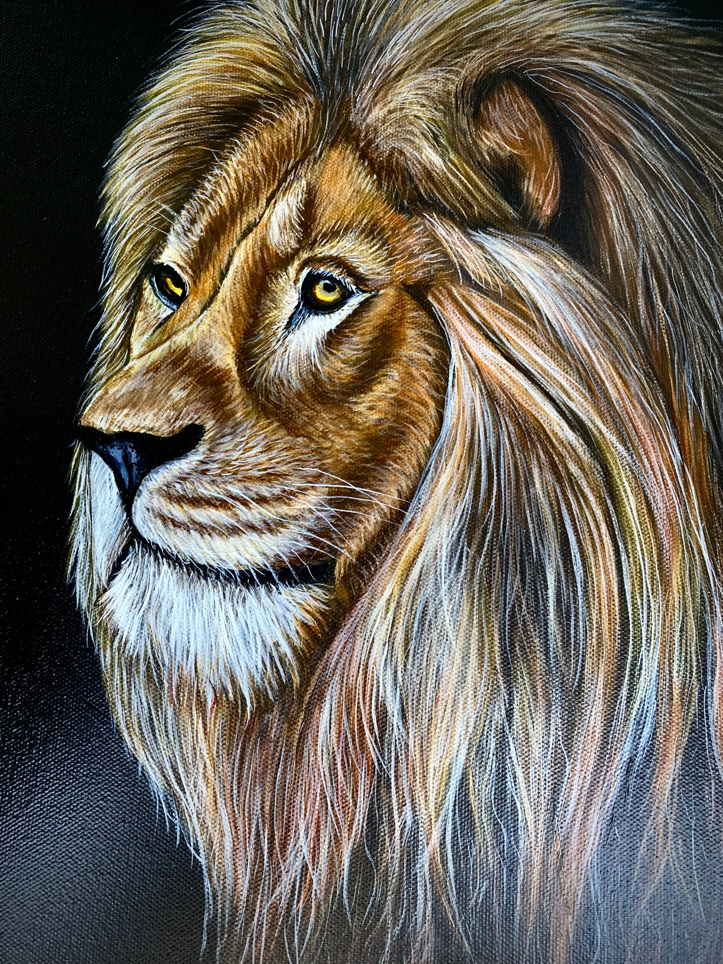 The King – Lion Portrait Acrylic Painting (16x16 Gallery Wrapped Canvas)