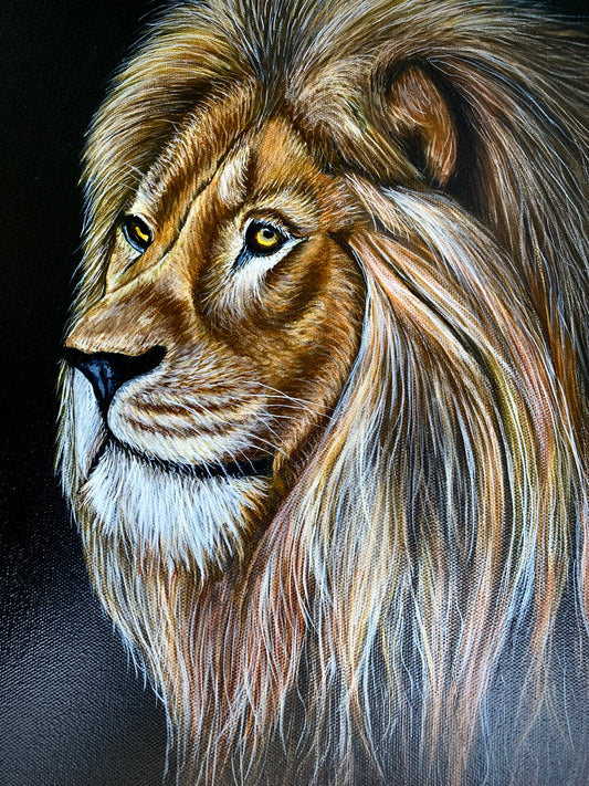 The King – Lion Portrait Acrylic Painting (16x16 Gallery Wrapped Canvas)