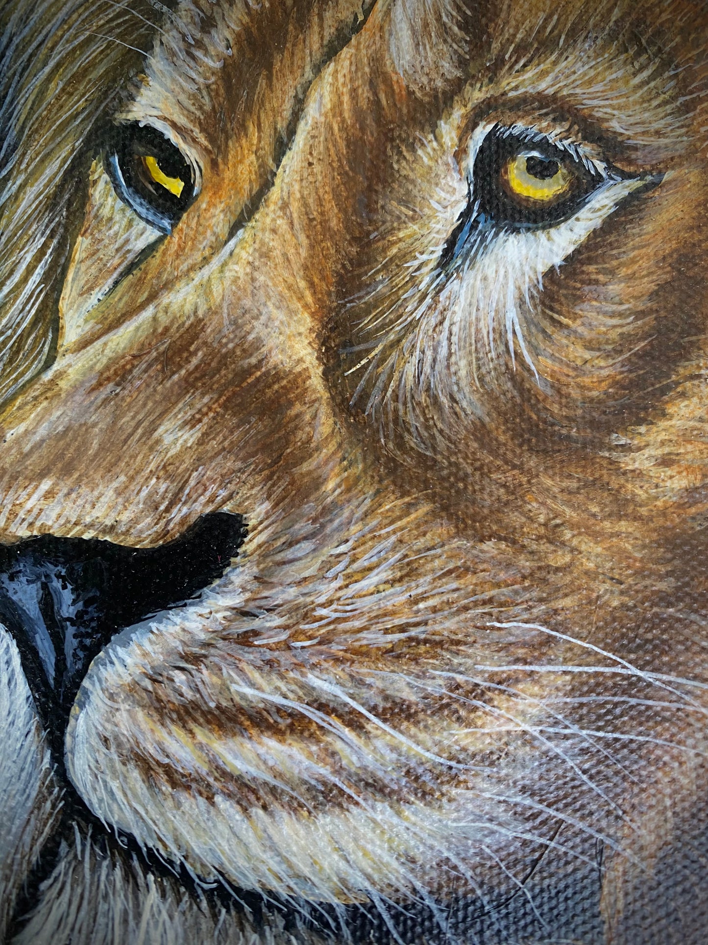 The King – Lion Portrait Acrylic Painting (16x16 Gallery Wrapped Canvas)