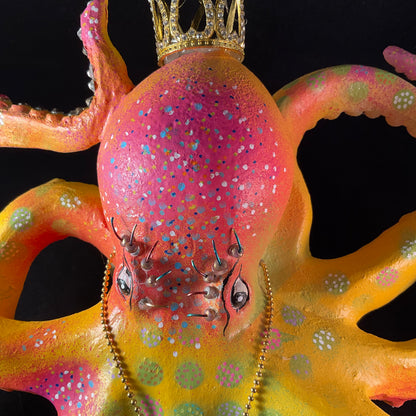 She Rules the Tides – Mixed Media Octopus Sculpture Acrylic