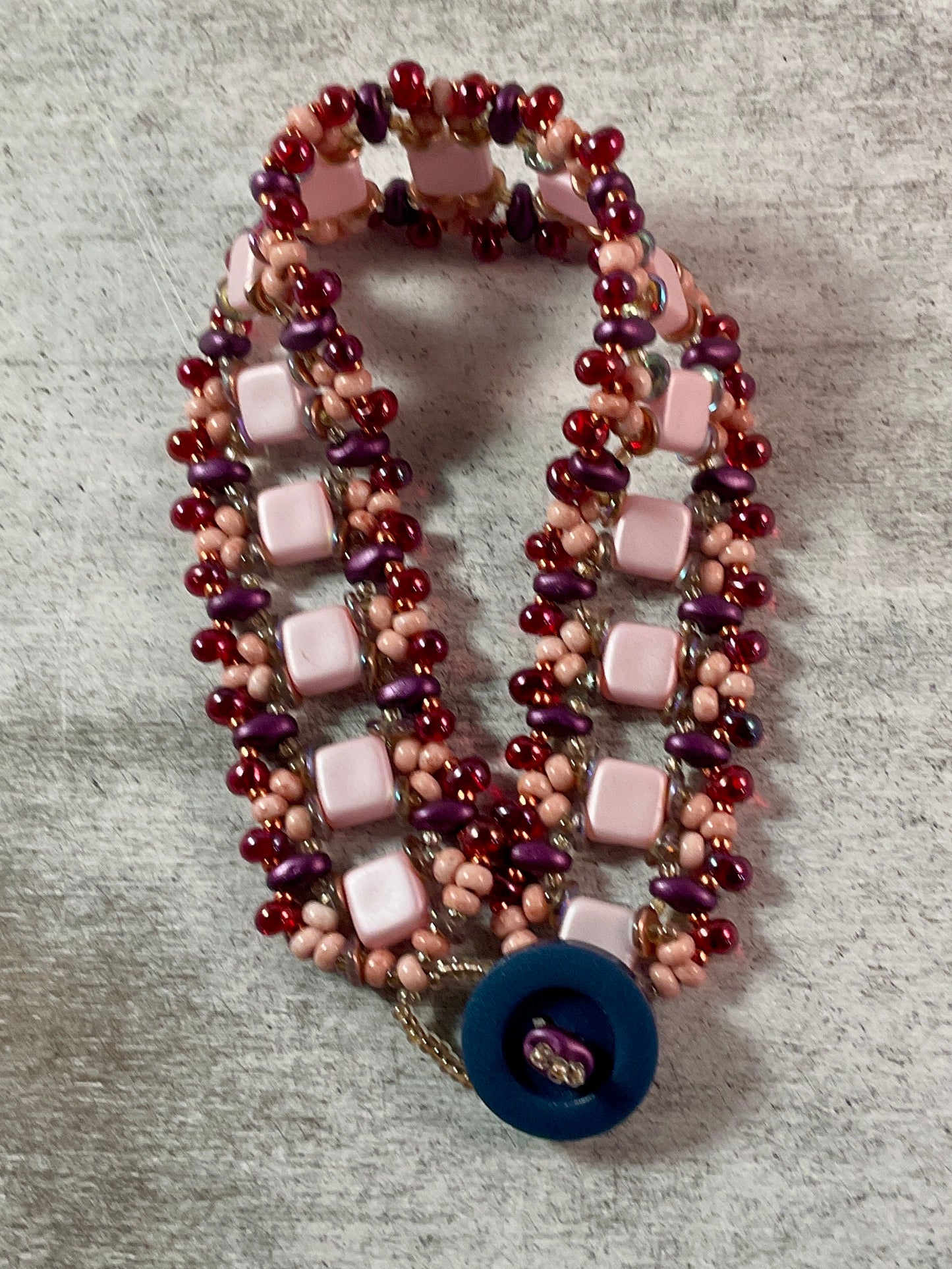 Blush Mosaic Beaded Bracelet – Tila & SuperDuo Seed Bead Design