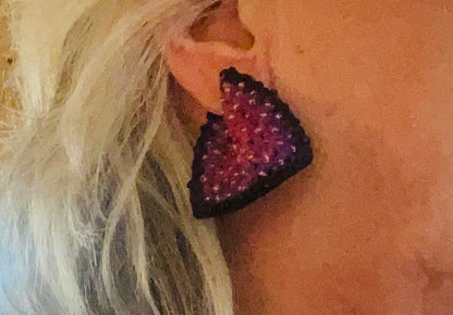Midnight Raspberry Sparkle Crochet Earring Jaclets