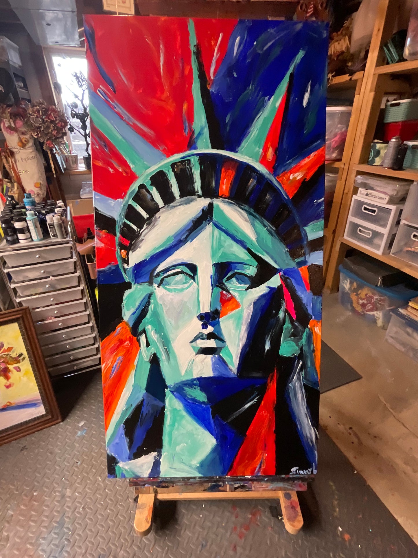 Red, White & Reckless | 24” x 48” Original Acrylic Painting