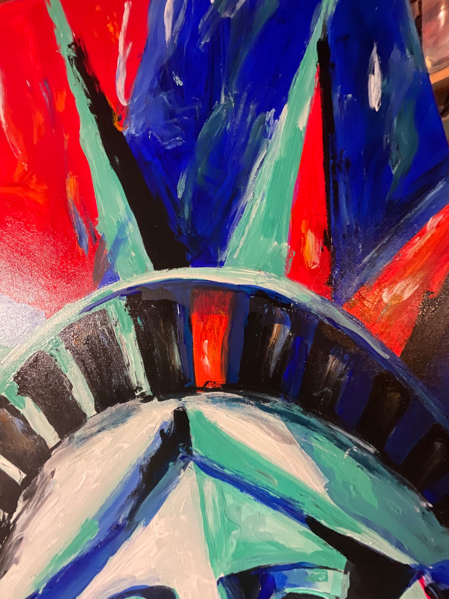 Red, White & Reckless | 24” x 48” Original Acrylic Painting