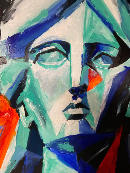 Red, White & Reckless | 24” x 48” Original Acrylic Painting
