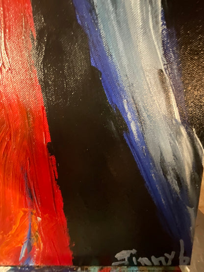 Red, White & Reckless | 24” x 48” Original Acrylic Painting
