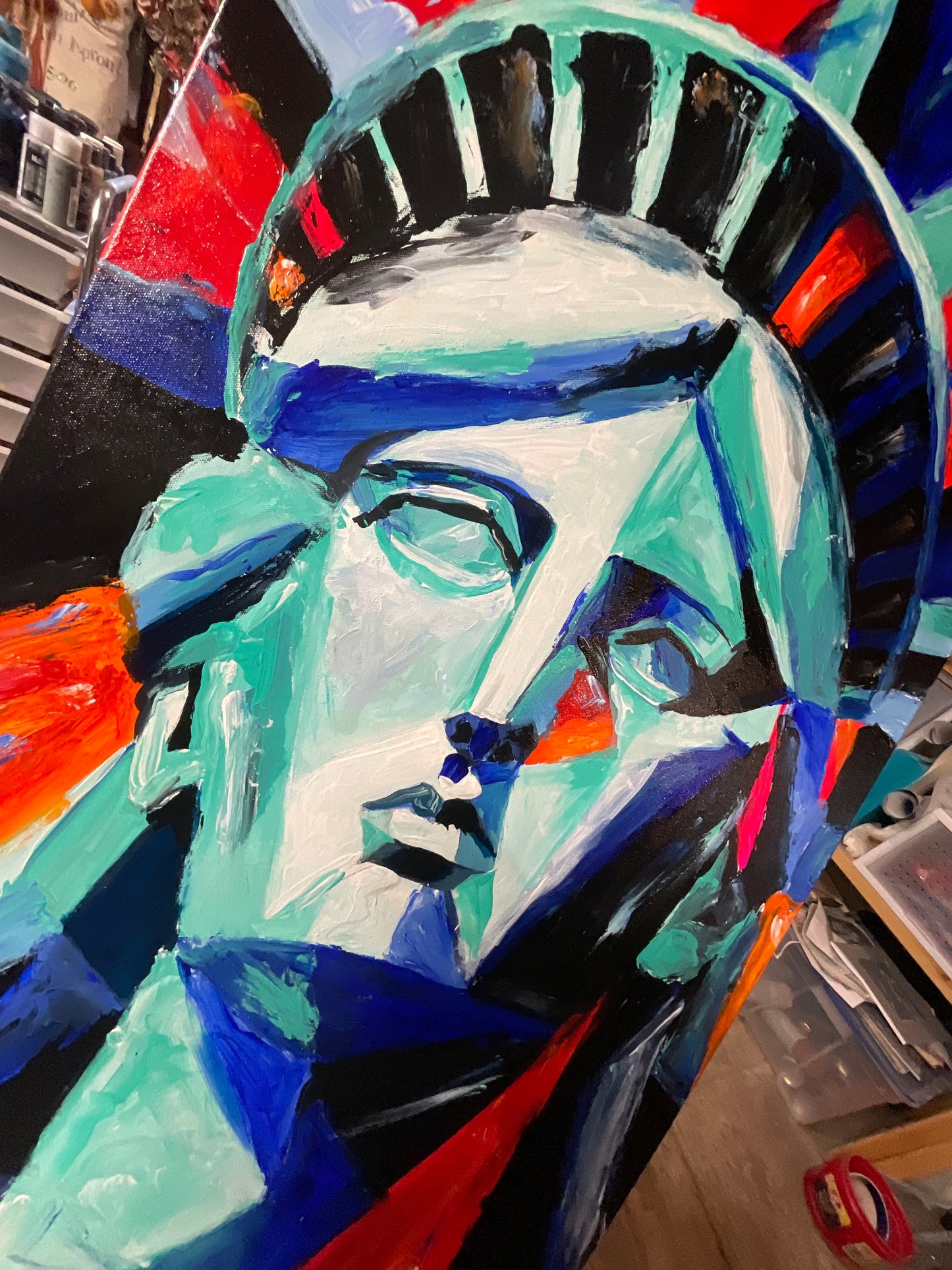 Red, White & Reckless | 24” x 48” Original Acrylic Painting
