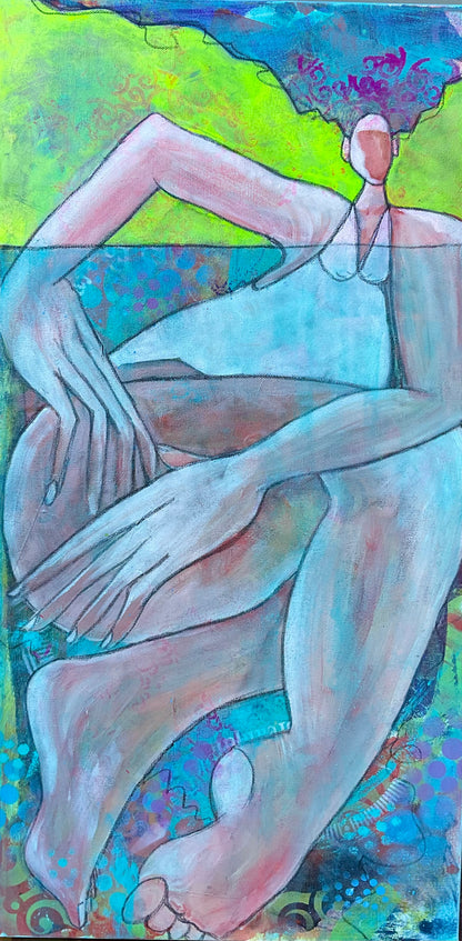 In the Shallow End II – Original Abstract Figurative Painting