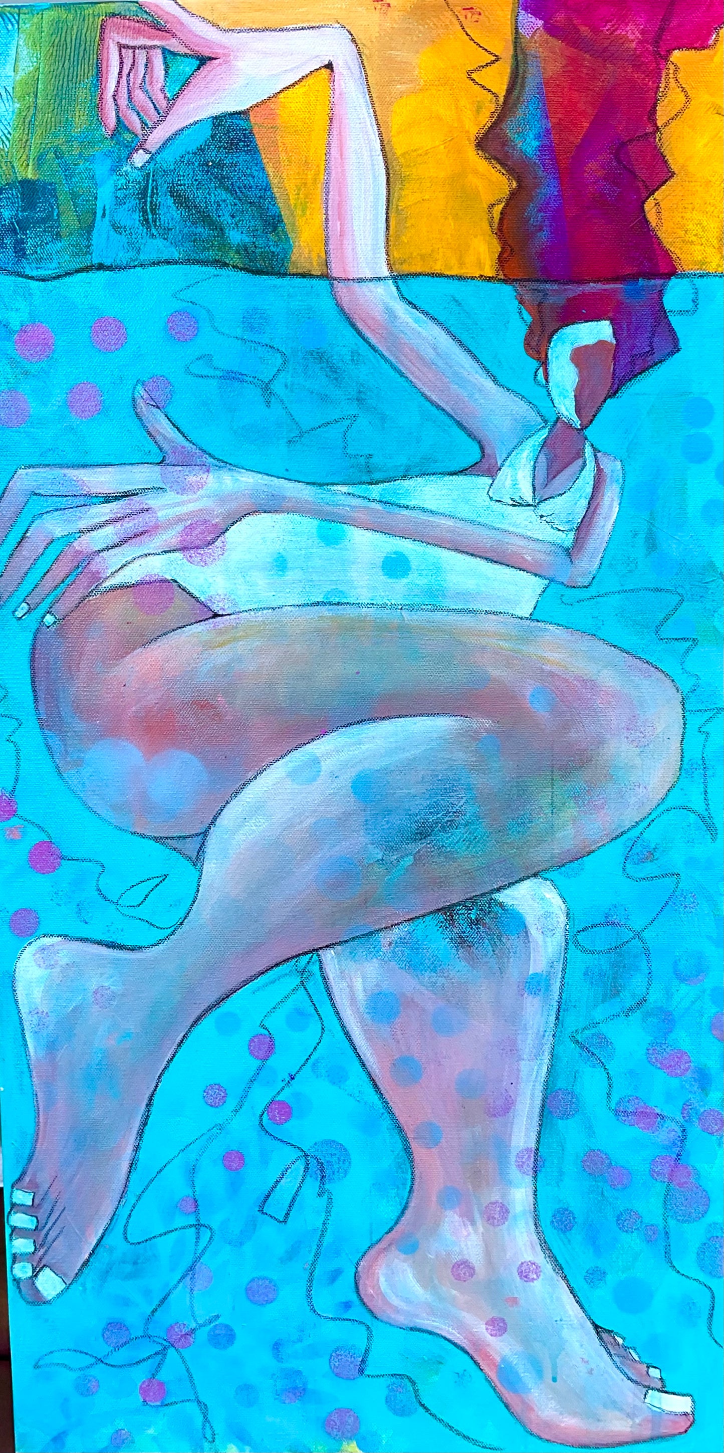 In the Shallow End III – Original Abstract Figurative Painting