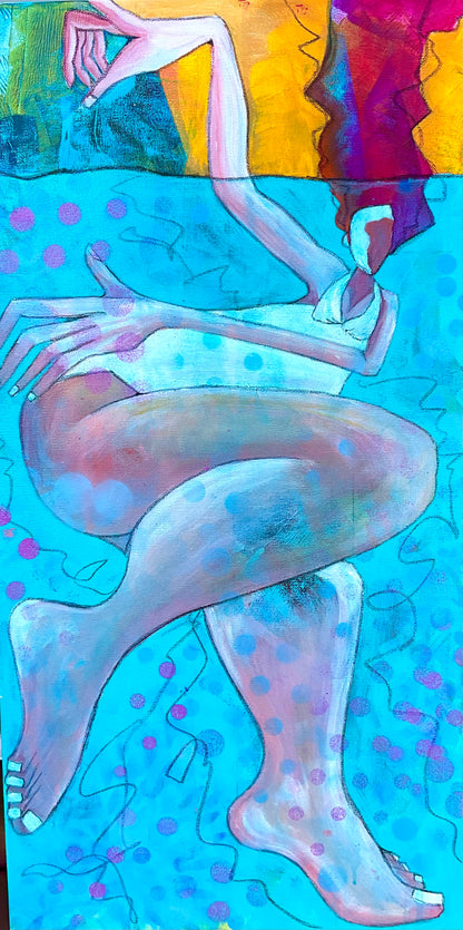 In the Shallow End III – Original Abstract Figurative Painting