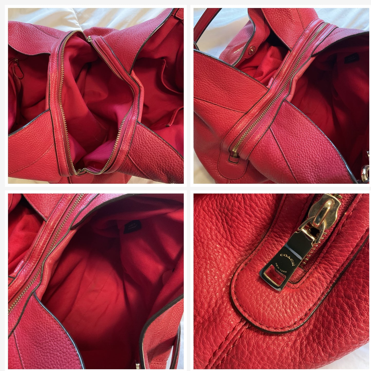 Coach Scarlet Red Pebbled Leather Shoulder Bag