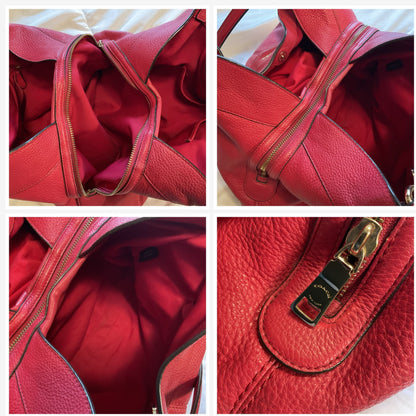 Coach Scarlet Red Pebbled Leather Shoulder Bag