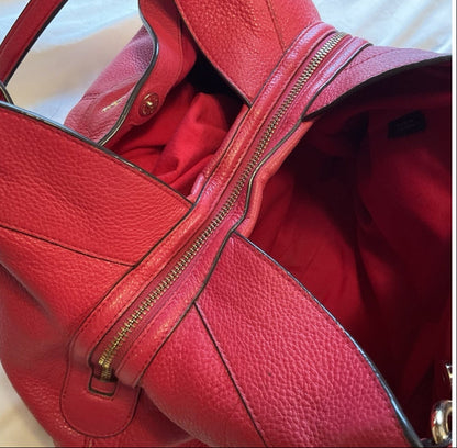 Coach Scarlet Red Pebbled Leather Shoulder Bag