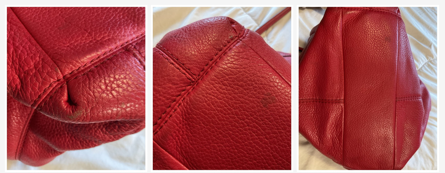 Coach Scarlet Red Pebbled Leather Shoulder Bag
