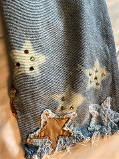Vintage Levi’s Starlight Rebel Jeans | Distressed Star Patch Denim | Biker Blues Collection